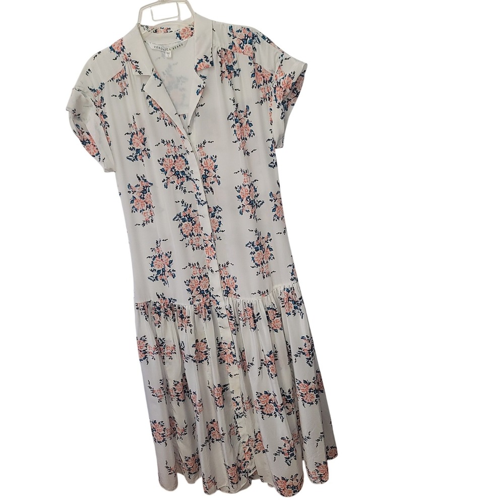 Veronica Beard Silk Floral Dress Size 0 Designer Feminine Boho Spring Cottage - Picture 5 of 9